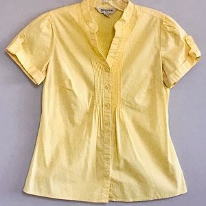 ST JOHNS BAY SUNNY YELLOW BLOUSE W TINY POLKA DOTS